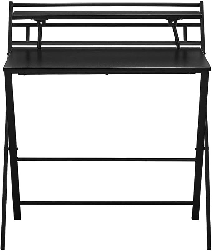Foldable Computer Desk 2 Tier Laptop Table Space Saving Home Office