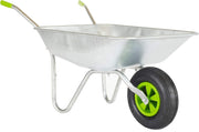 65L Garden Wheelbarrow – Galvanised Steel Tray w/ Pneumatic Tyre for Heavy Loads