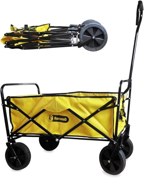 Foldable Garden Trolley Cart 200kg Heavy Duty Utility Wagon All Terrain Yellow