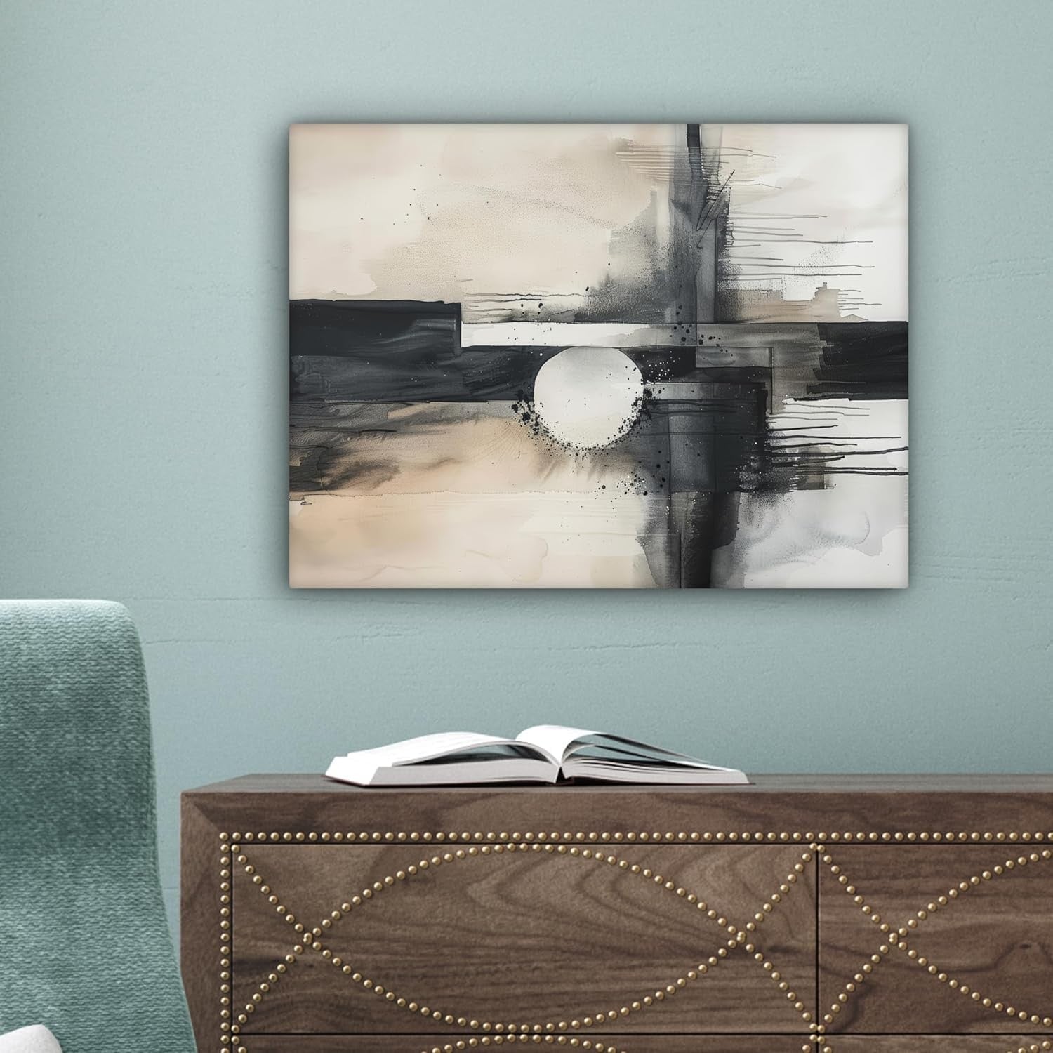 Grey White Abstract Canvas Wall Art 40x30cm Modern Framed Print