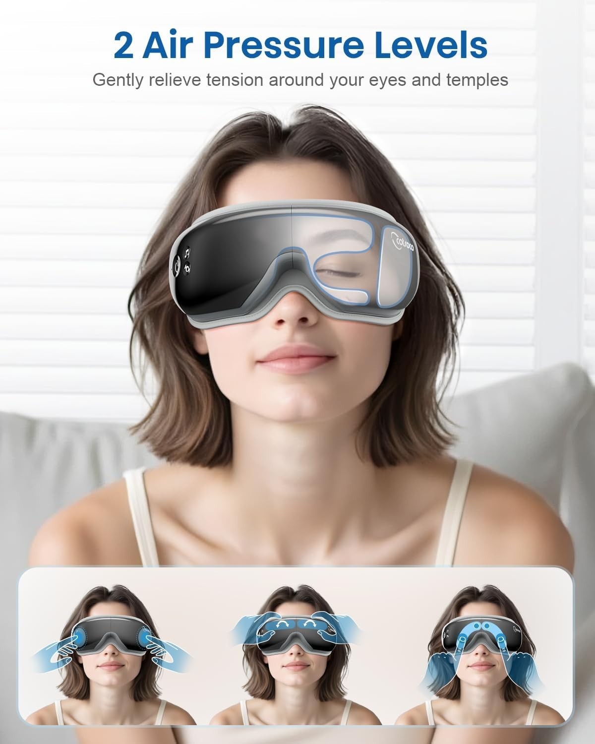 Heated Eye Massager Compression Remote Bluetooth Foldable
