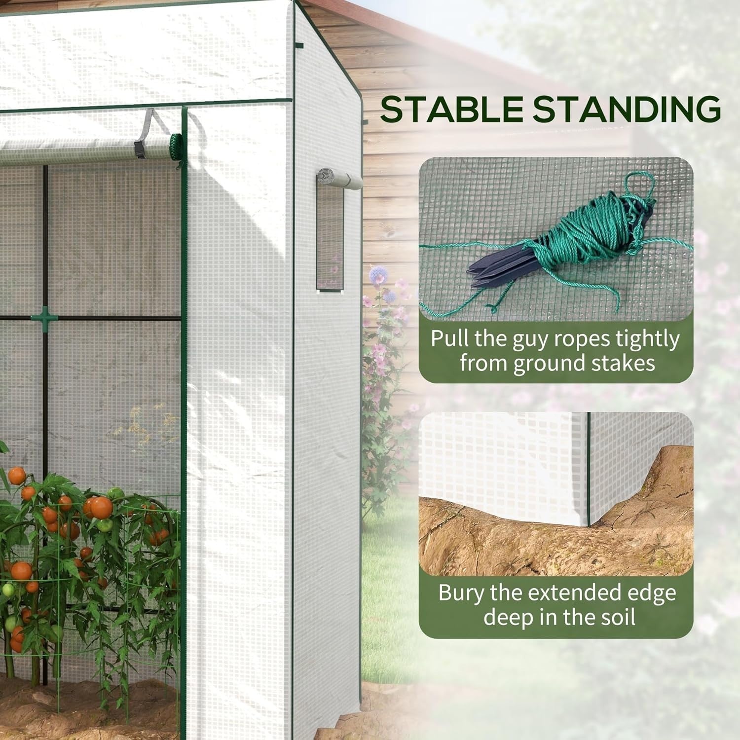 Reinforced Tomato Greenhouse 196x77x197cm Walk-In PE Cover