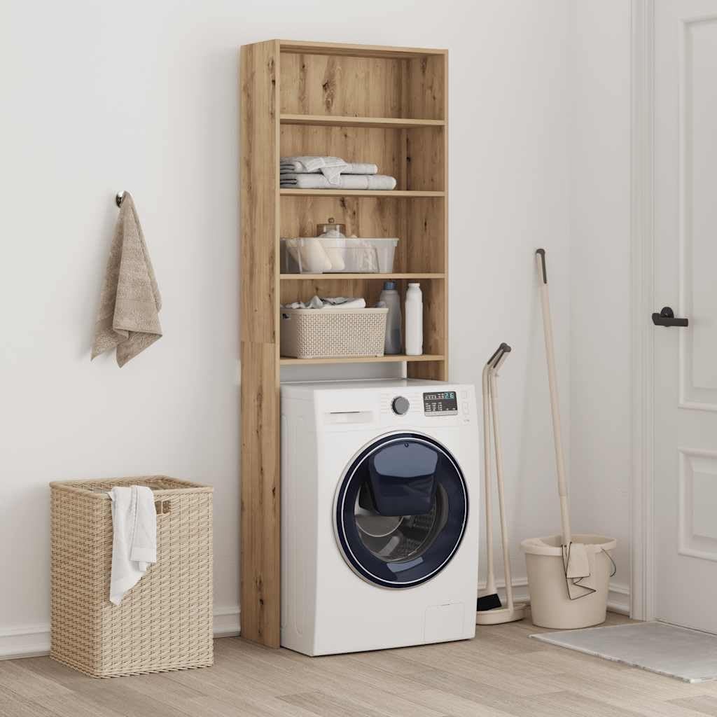 Tall Washing Machine Cabinet Over Toilet Storage Unit Oak Effect Shelving