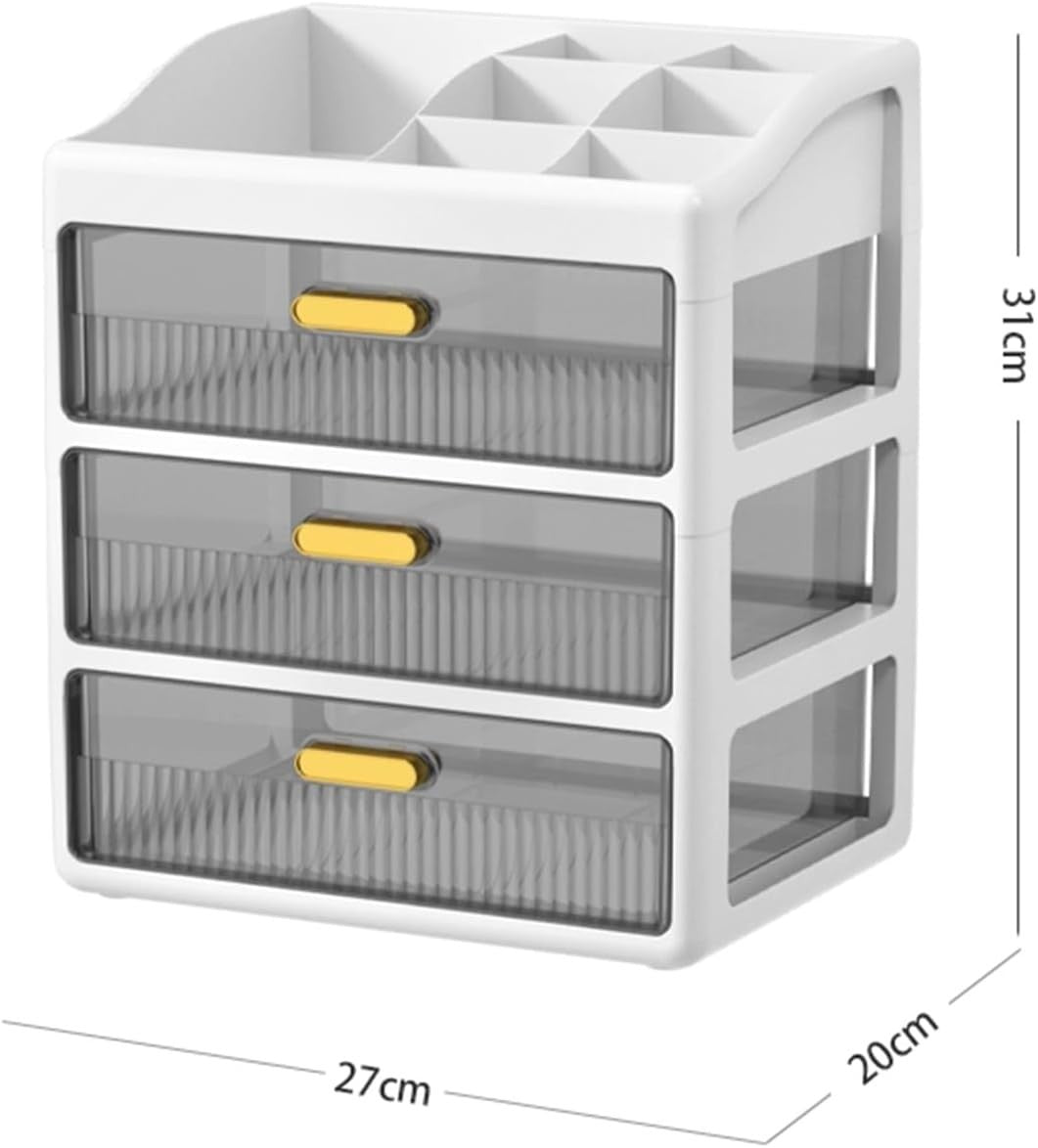 3-Layer White Desk Organizer Storage Drawers for Office, Makeup & Crafts