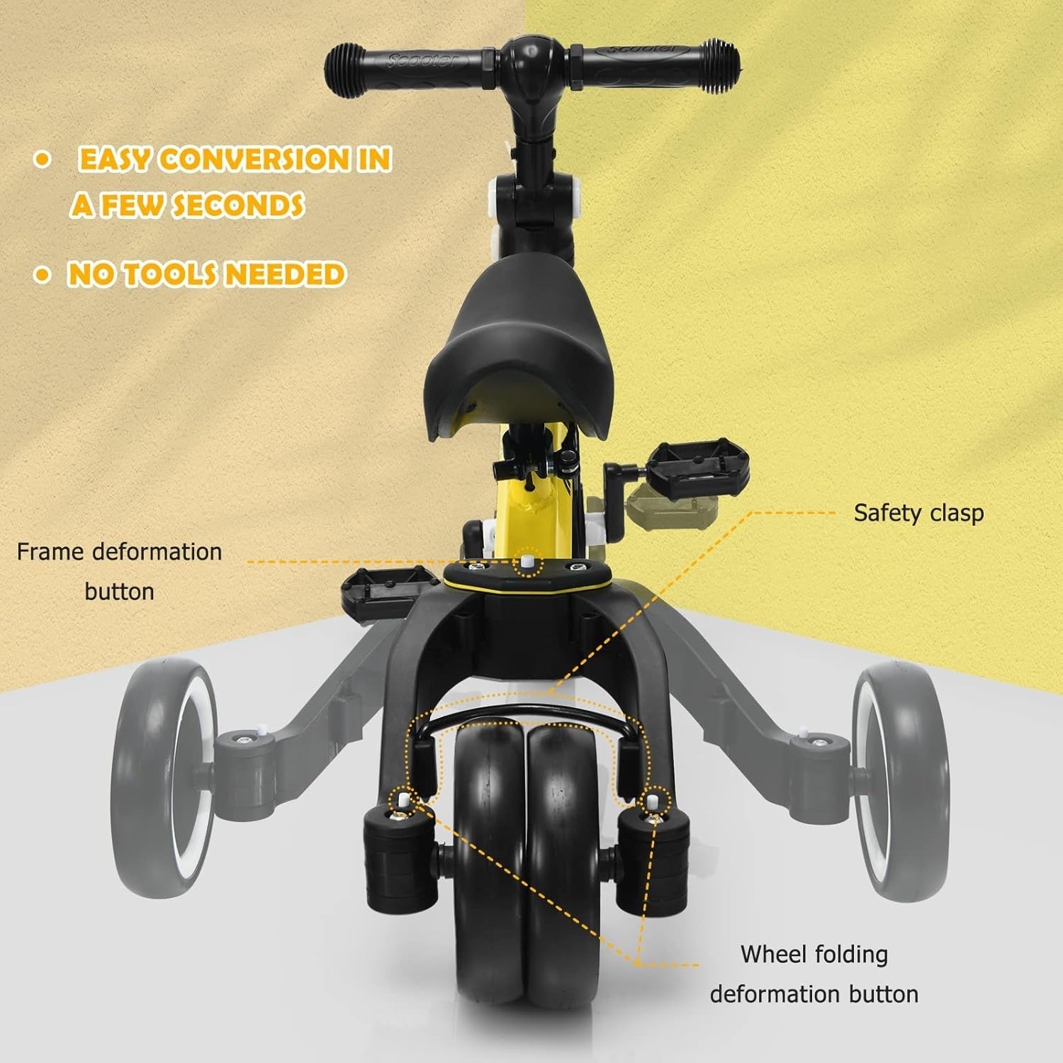 3 in 1 Toddler Tricycle Balance Bike Adjustable Seat Kids Trike 1-4Y