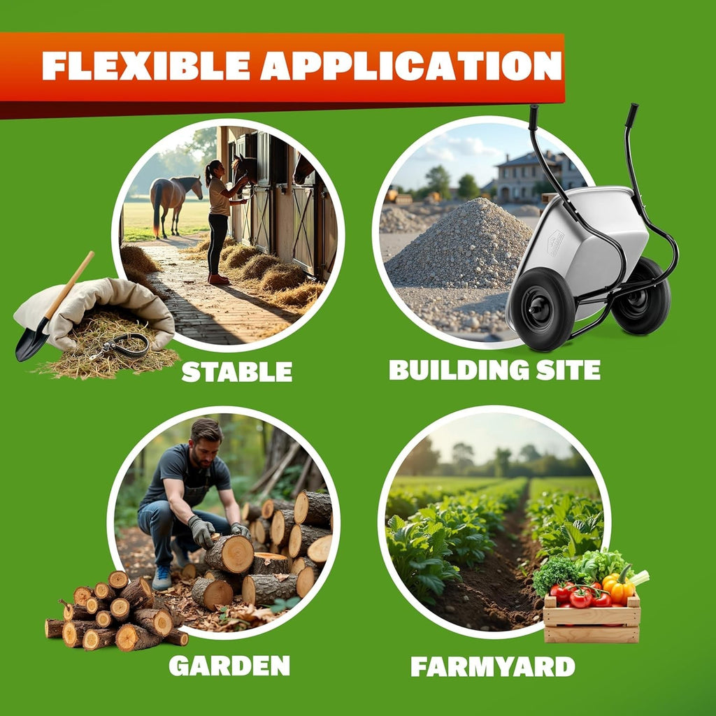 100L 2-Wheel Galvanised Wheelbarrow Silver – Pneumatic Tyres Heavy Duty 150kg