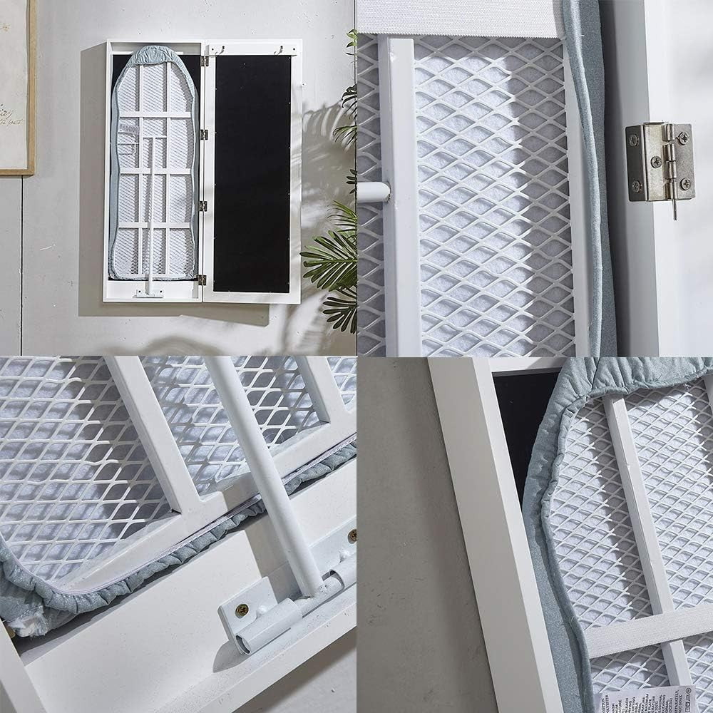 Wall Mounted Ironing Board Cabinet Foldable Mirror Space Saving Station