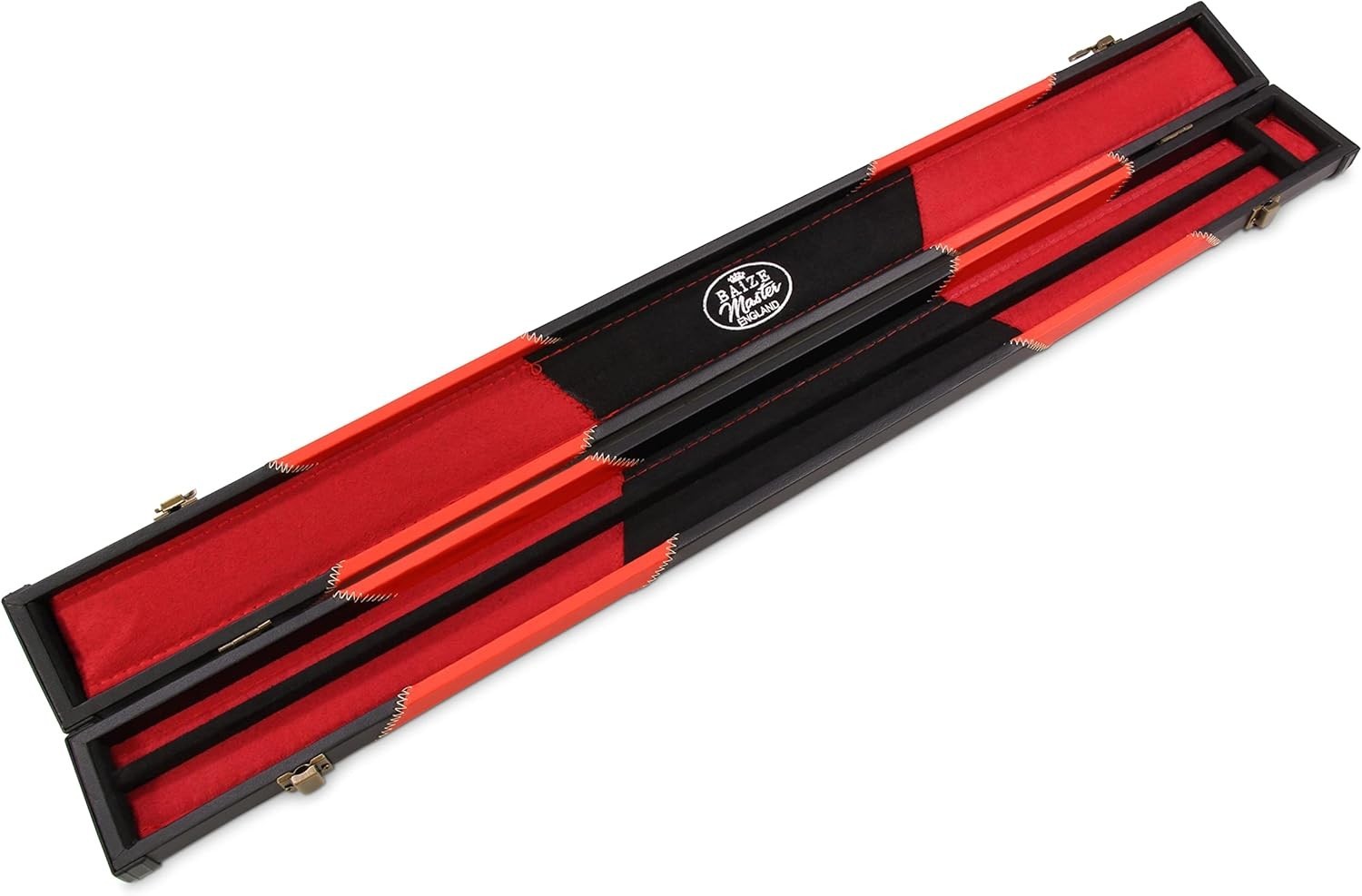 Hard Snooker Pool Cue Case 2 Piece Centre Joint Red PVC