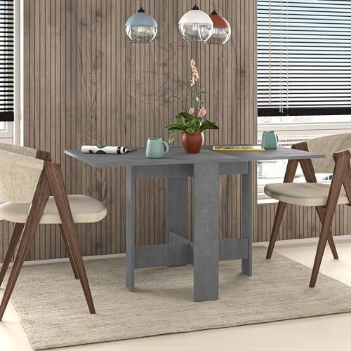 Foldable Retro Grey Dining Table 130x76cm Space-Saving Multifunctional Table