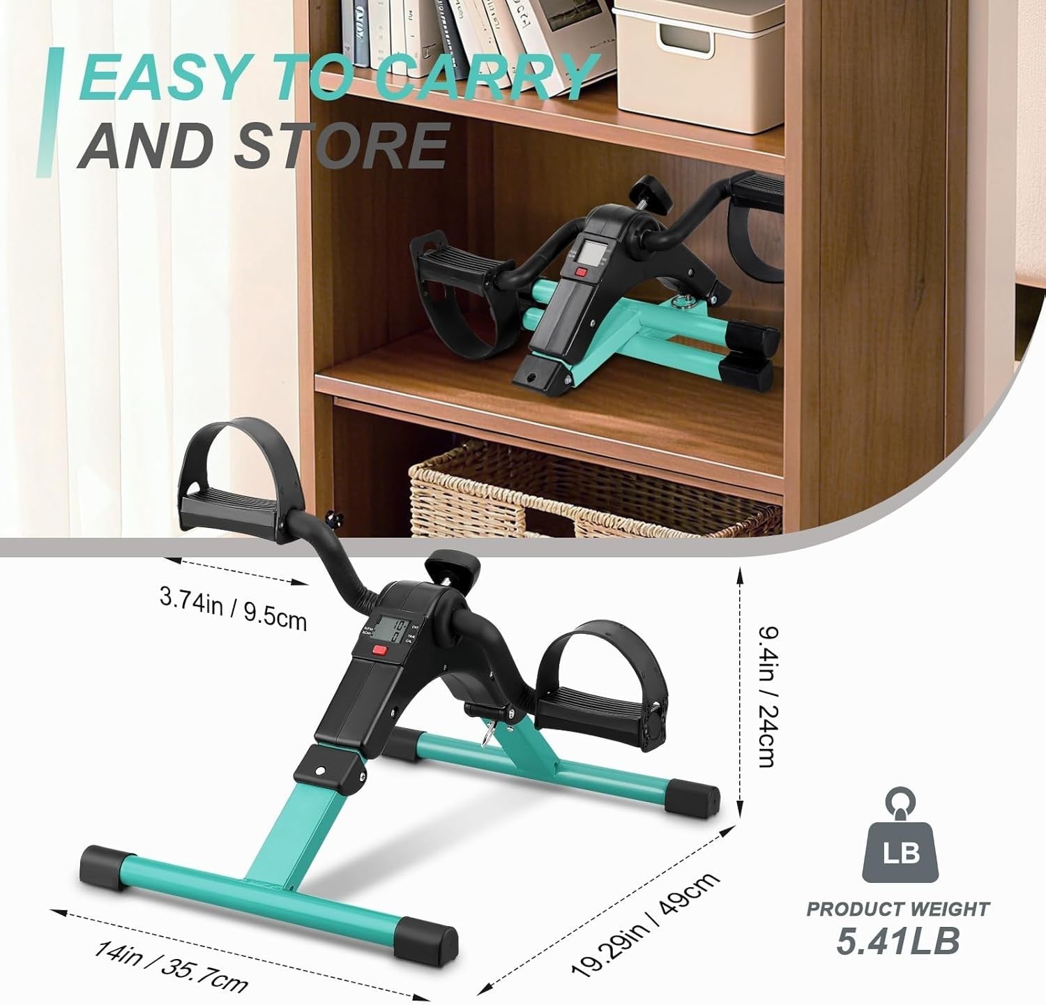 Folding Mini Pedal Exerciser LCD Adjustable Resistance Arm Leg