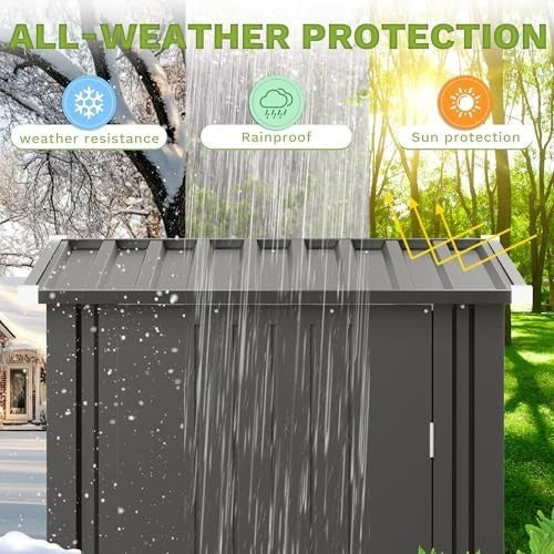 3x3ft Metal Garden Shed with Lockable Door & Waterproof Roof