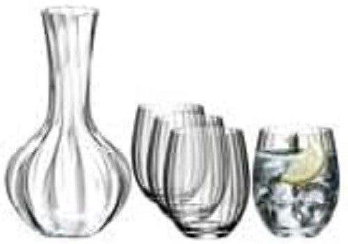 Cold Drinks Glasses & Decanter Set 5-Piece | Crystal Design | Home Bar Gift