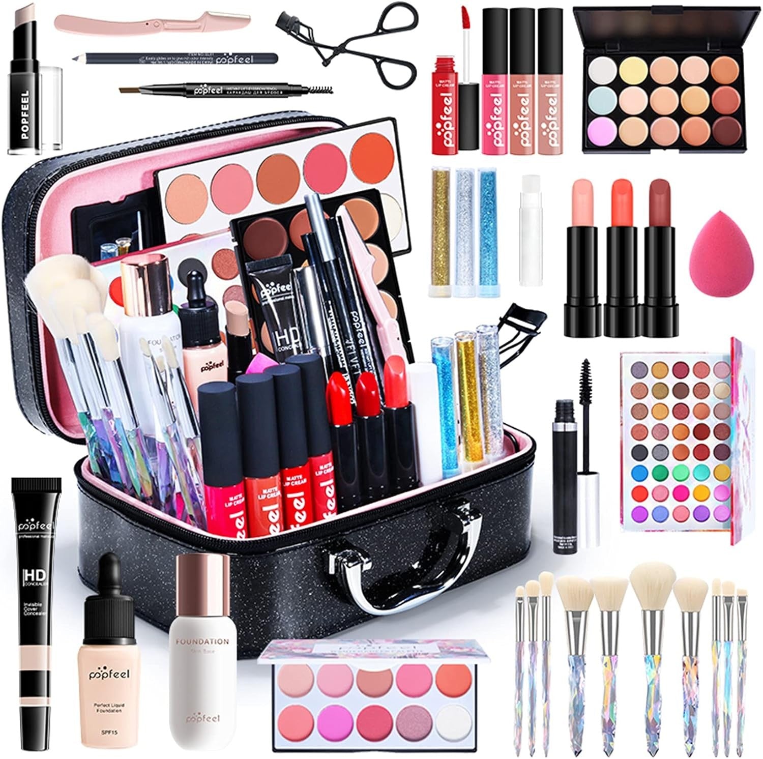 Professional Makeup Set with Travel Case Full Size Starter Kit Gift