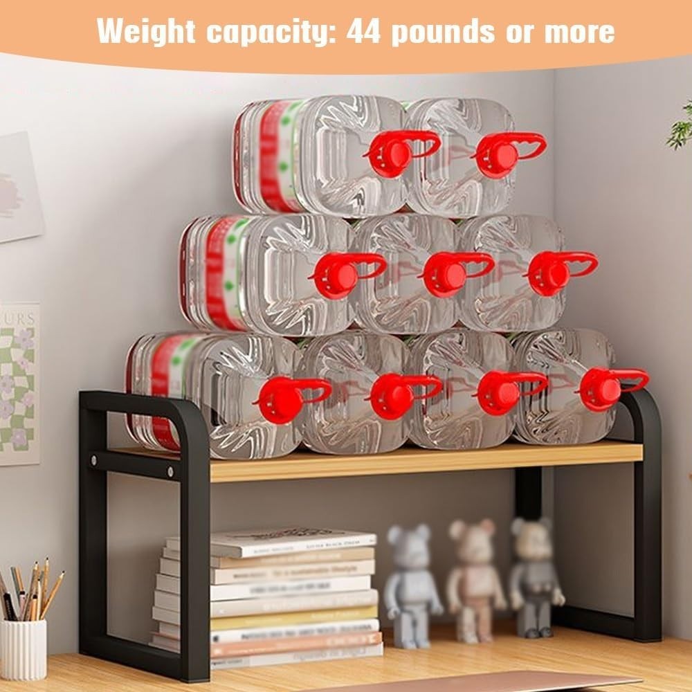 Black Desktop Bookshelf 2-Tier Countertop Organizer Mini Desk Hutch 40cm