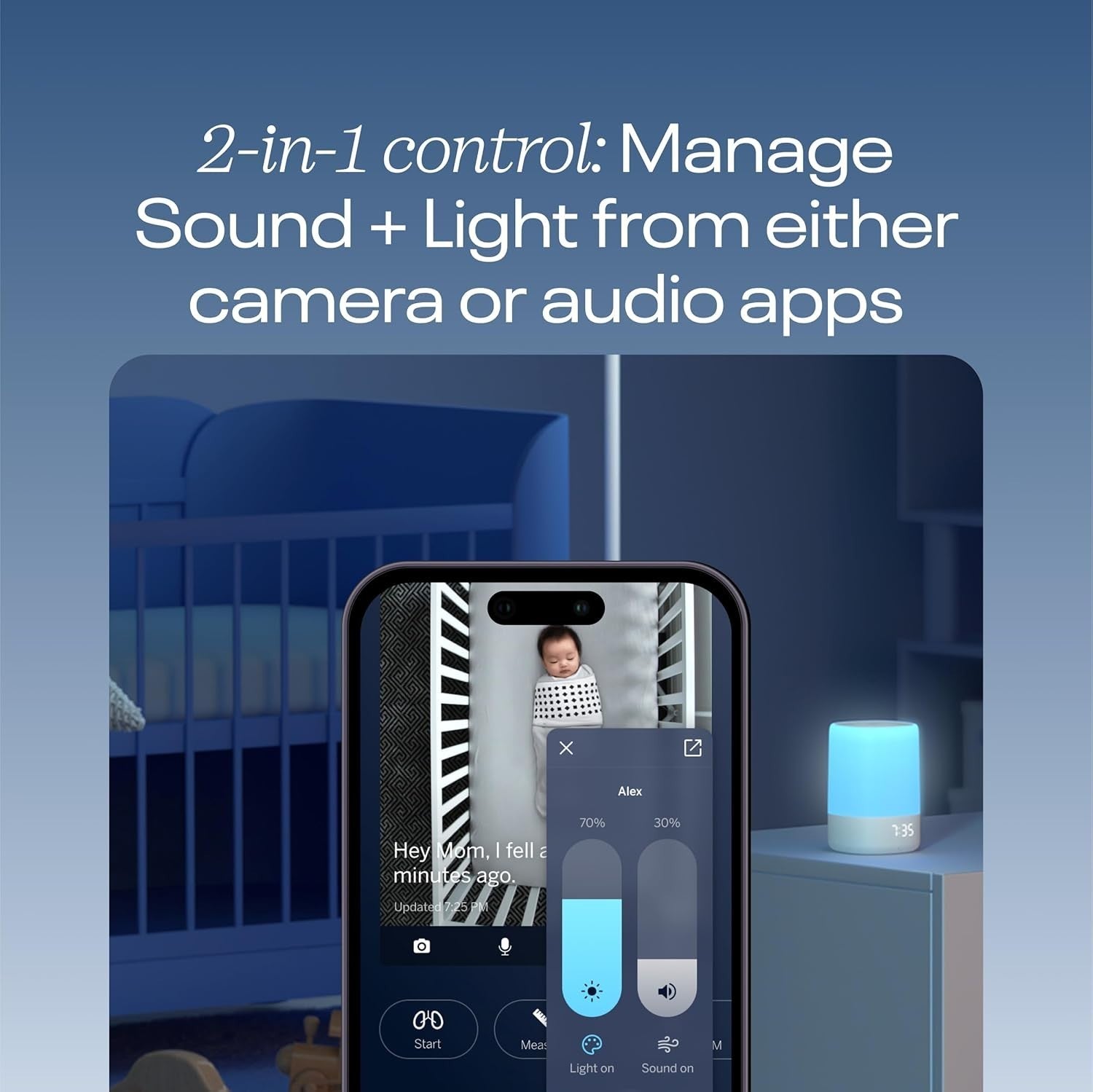 Smart Baby Night Light & Sound Machine with Cry Alert & Temp Sensor