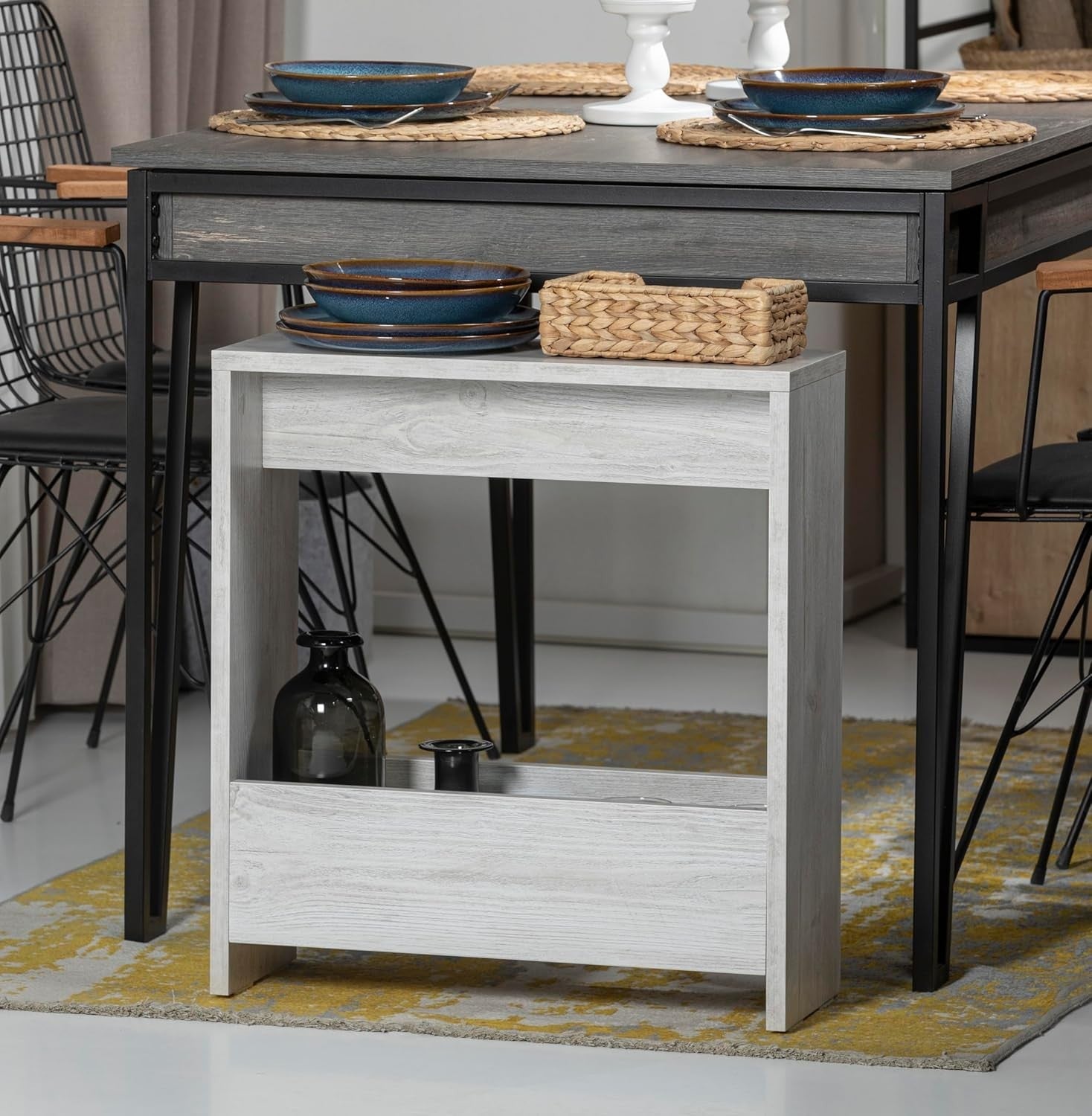 2-Tier Side Table with Magazine Rack & Storage – 55x20x60cm