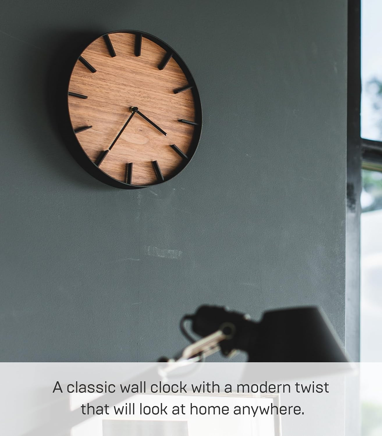 Modern Walnut Wood Wall Clock Silent Non-Ticking Large Display Decor