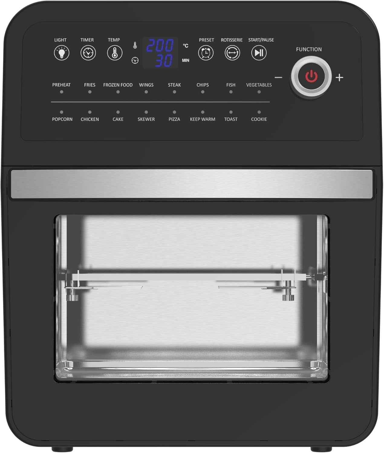 2L Air Fryer Oven + 20L Microwave Grill Set Temp Probe 60min Low Oil