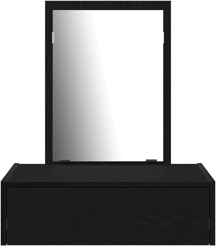 Modern Black Oak Dressing Table Vanity Desk Storage Drawer Small Space $\text{60