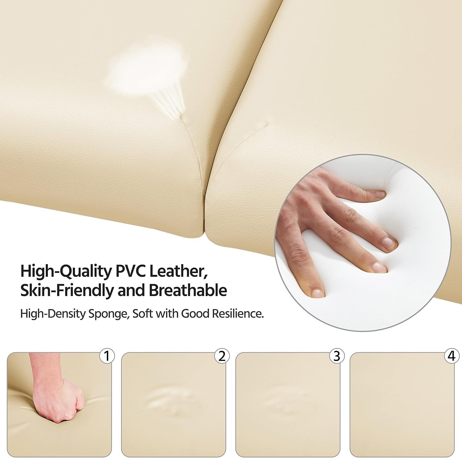 Portable Wood Massage Table Folding 2-Section Beauty Lash Bed Cream 60cm Width