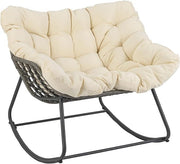 Oversized Rattan Egg Rocking Chair w/ Cushion Indoor Outdoor Patio Relax