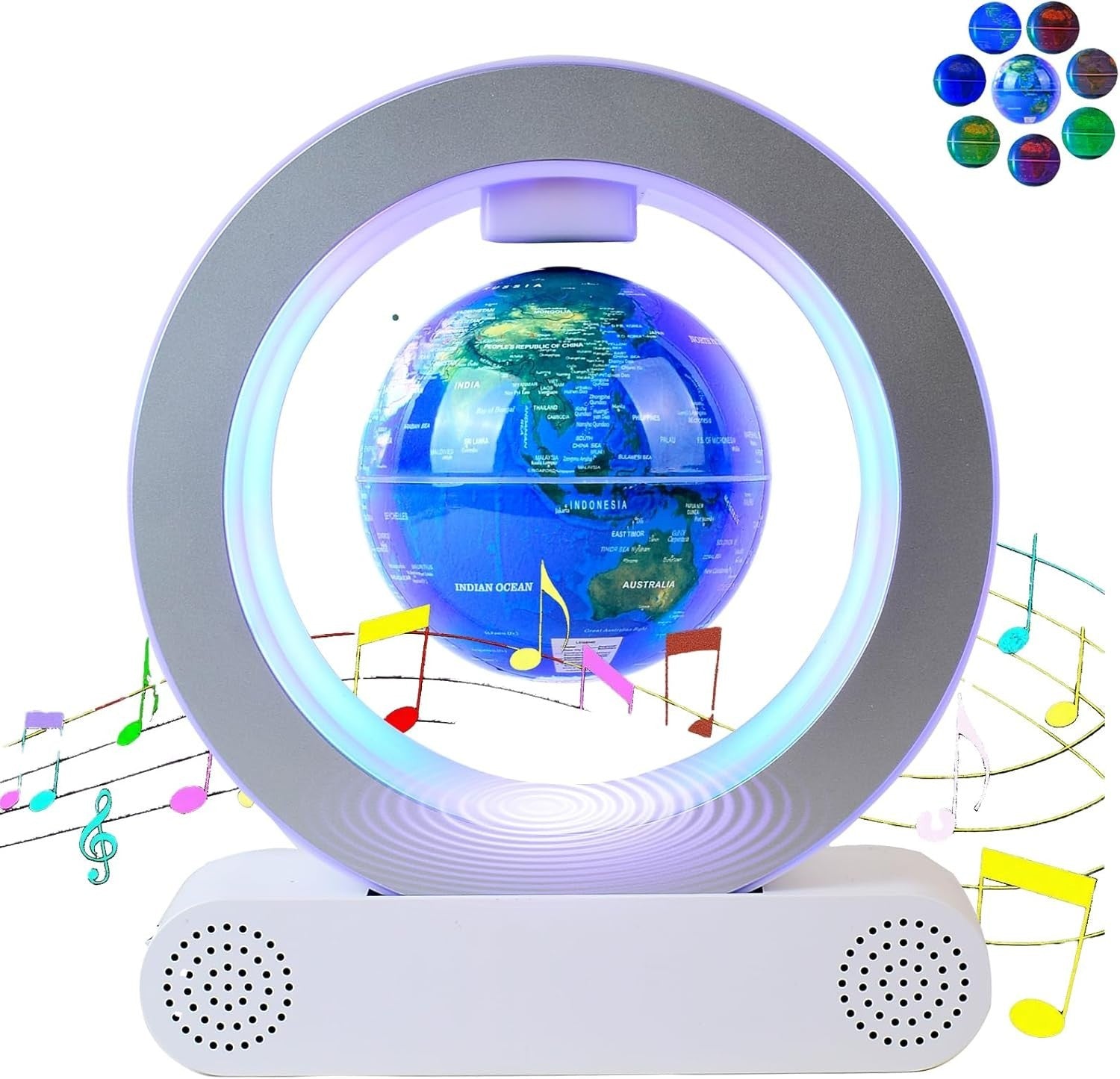 Color-Changing Floating Globe Bluetooth Speaker, Spinning Levitating Lamp