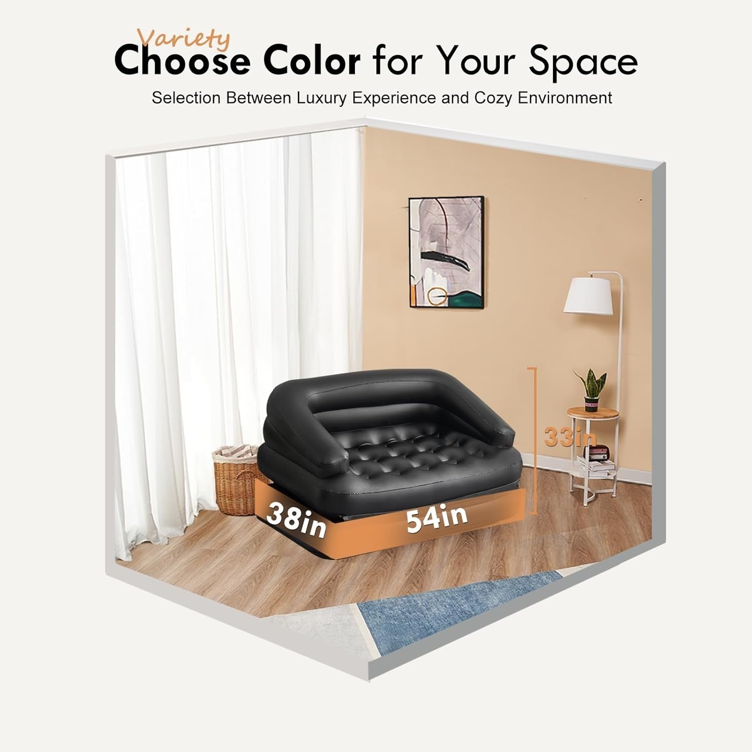 Inflatable Double Air Sofa Bed 198x137x61cm Outdoor Camping Couch