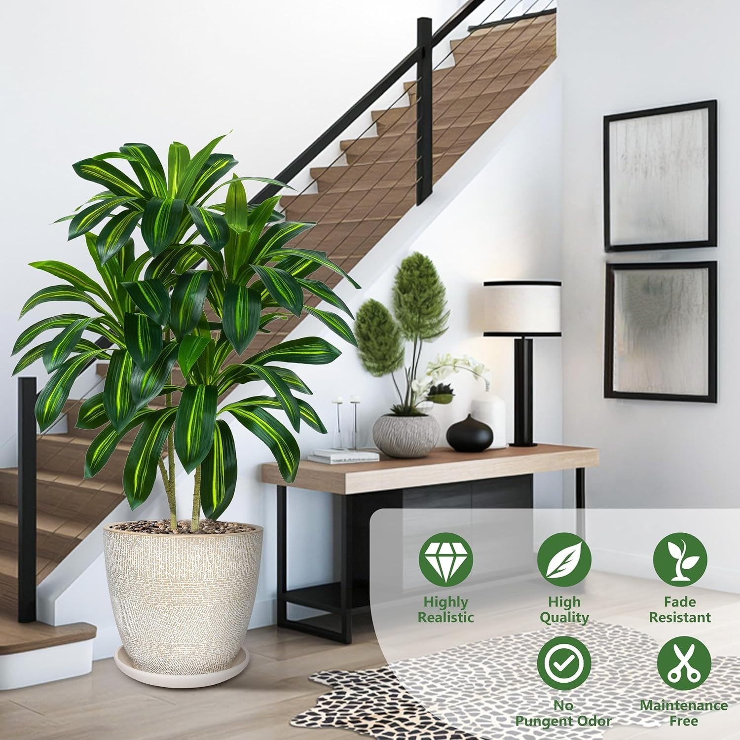 120cm Dracaena Artificial Tree in Pot Tall Green Indoor Home Decorative Plant