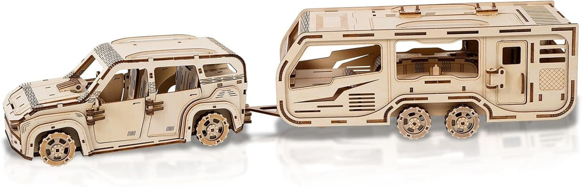 3D Wooden Trailer Car Puzzle Model Kit – 323 PCS DIY Mechanical Toy