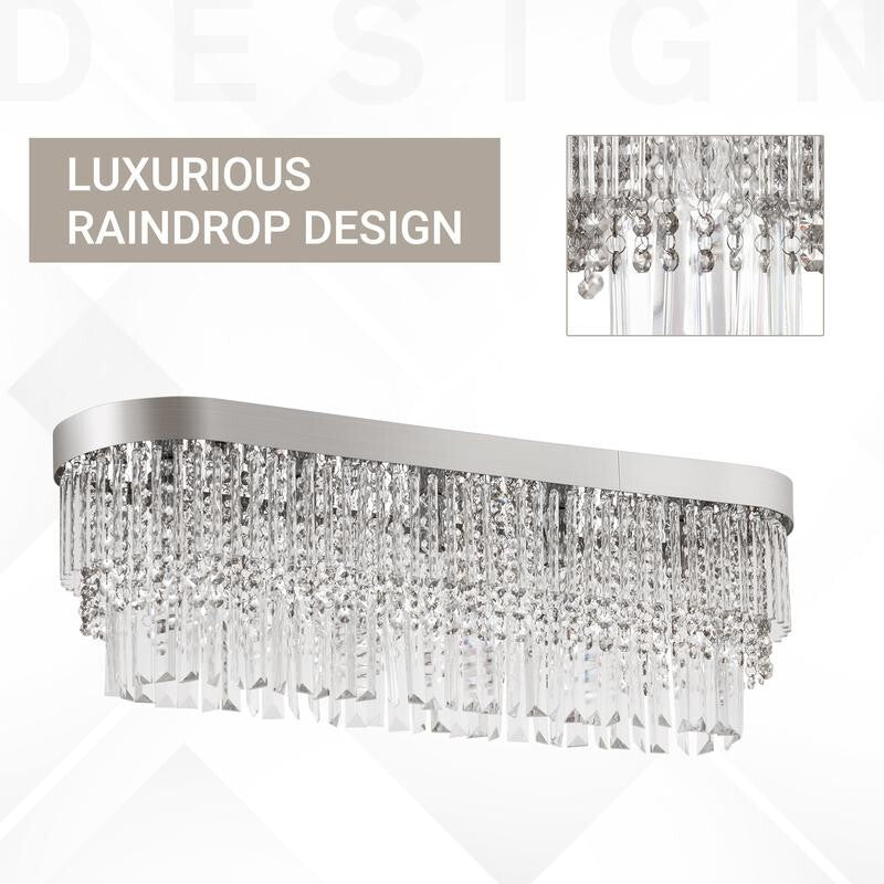 Modern 82cm Crystal Raindrop Chandelier Ceiling Light E14 5 Bulb Luxury Fixture