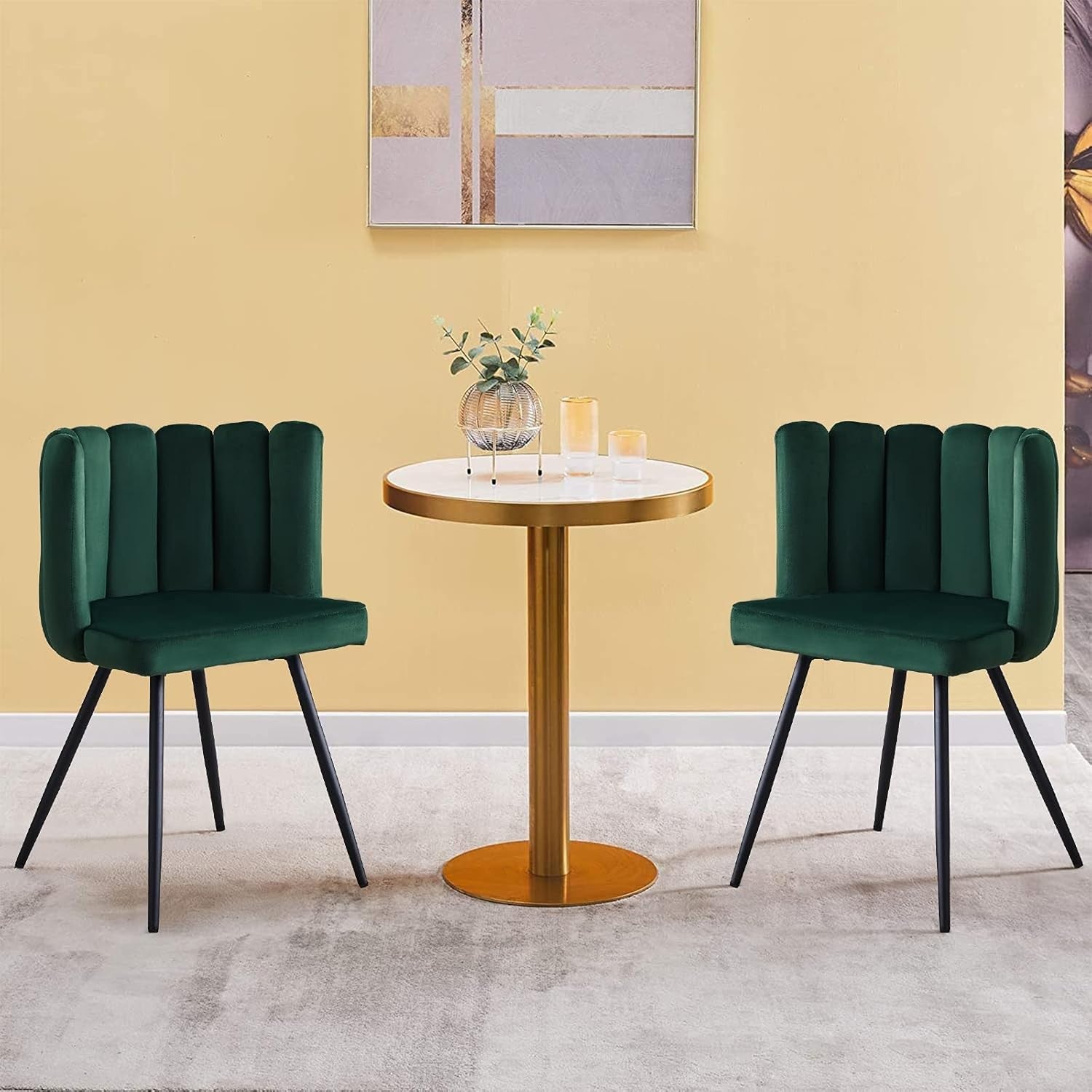 Velvet Vanity Chair Petal Back Tub Armchair Metal Legs