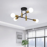 Modern Black Gold Sputnik Ceiling Light E27 4-Way Flush Mount Lamp
