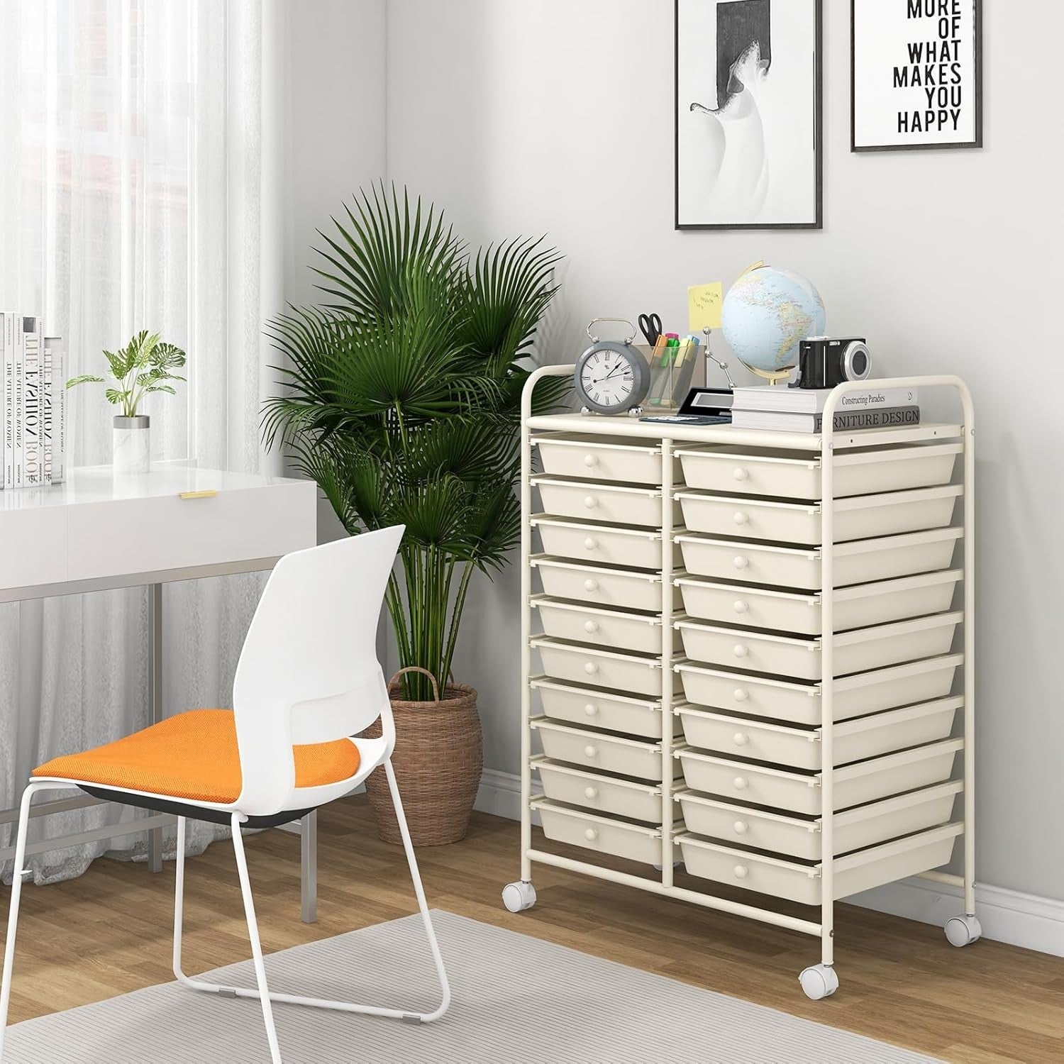 20 Drawer Rolling Storage Trolley Mobile Organiser Cart with Wheels