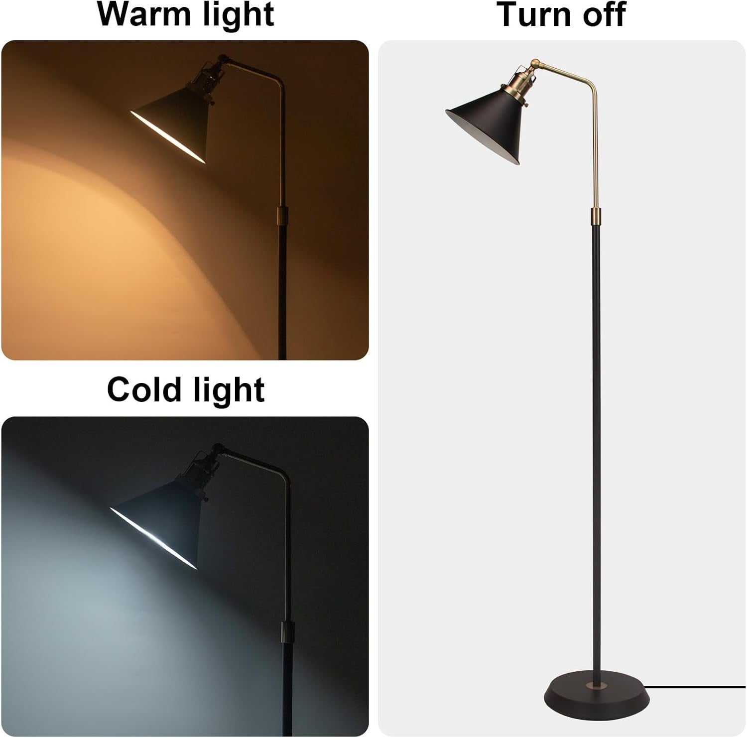 Industrial Floor Lamp Black Bronze Adjustable Head Vintage Metal Standing Light