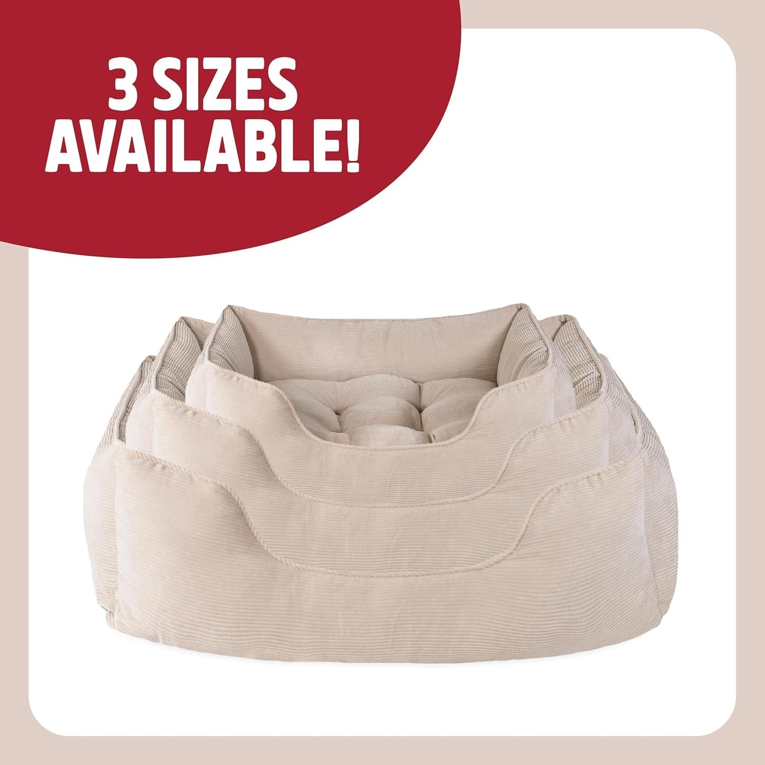 Medium Square Dog Bed 61x46x20cm Durable Cord