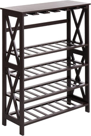 Large Wooden Wine Rack Freestanding Shelf Storage for Bottles & Glasses