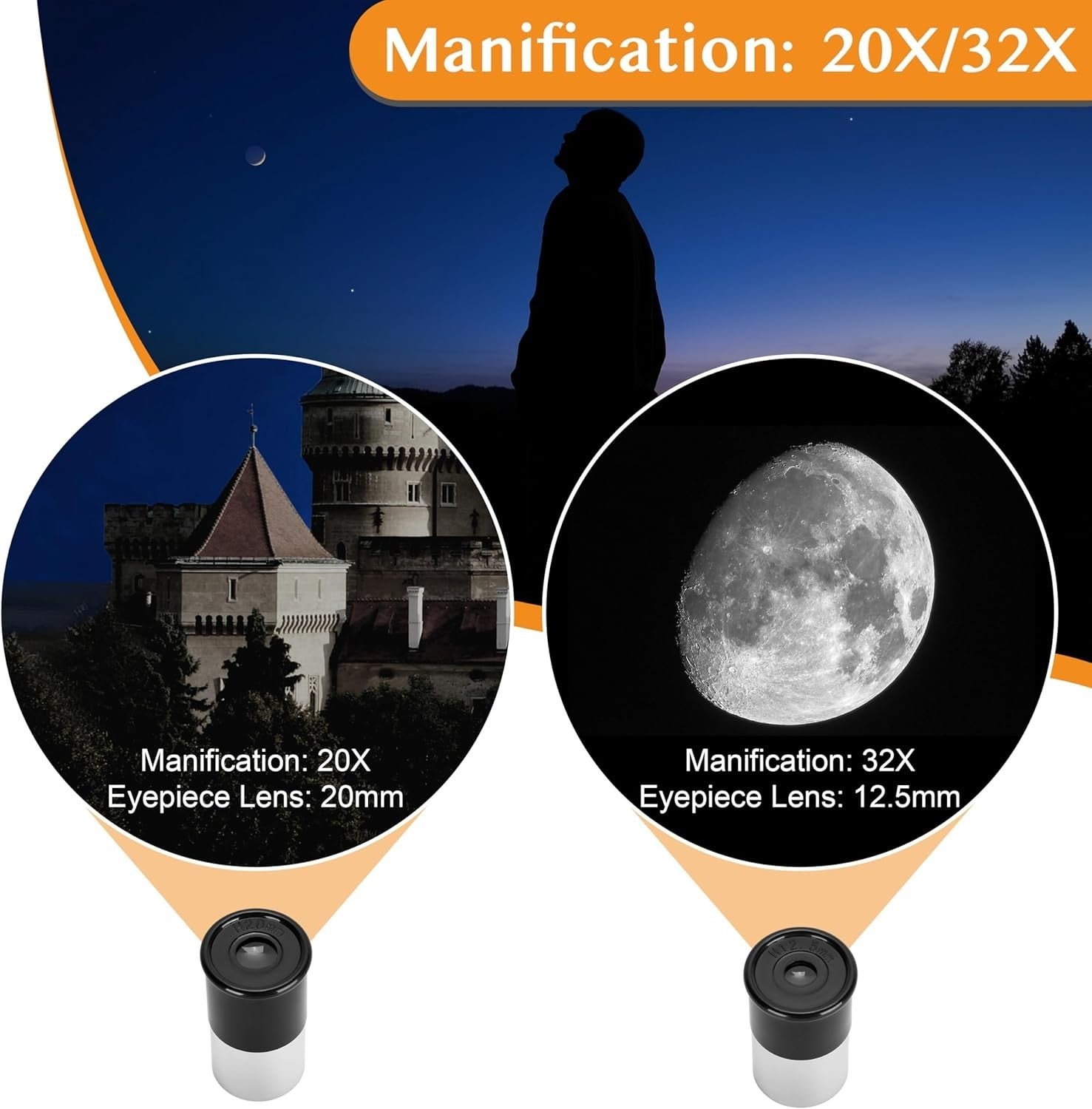 40mm Aperture 400mm Refractor Telescope for Kids & Beginners with Tripod - Blue