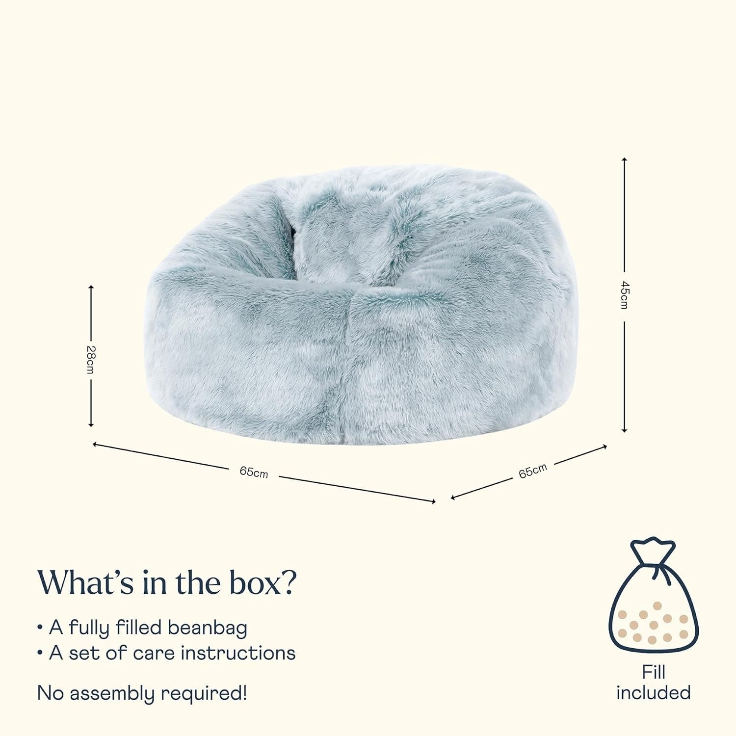 Unicorn Kids Bean Bag Chair Faux Fur Pastel Seat for Bedroom & Playroom