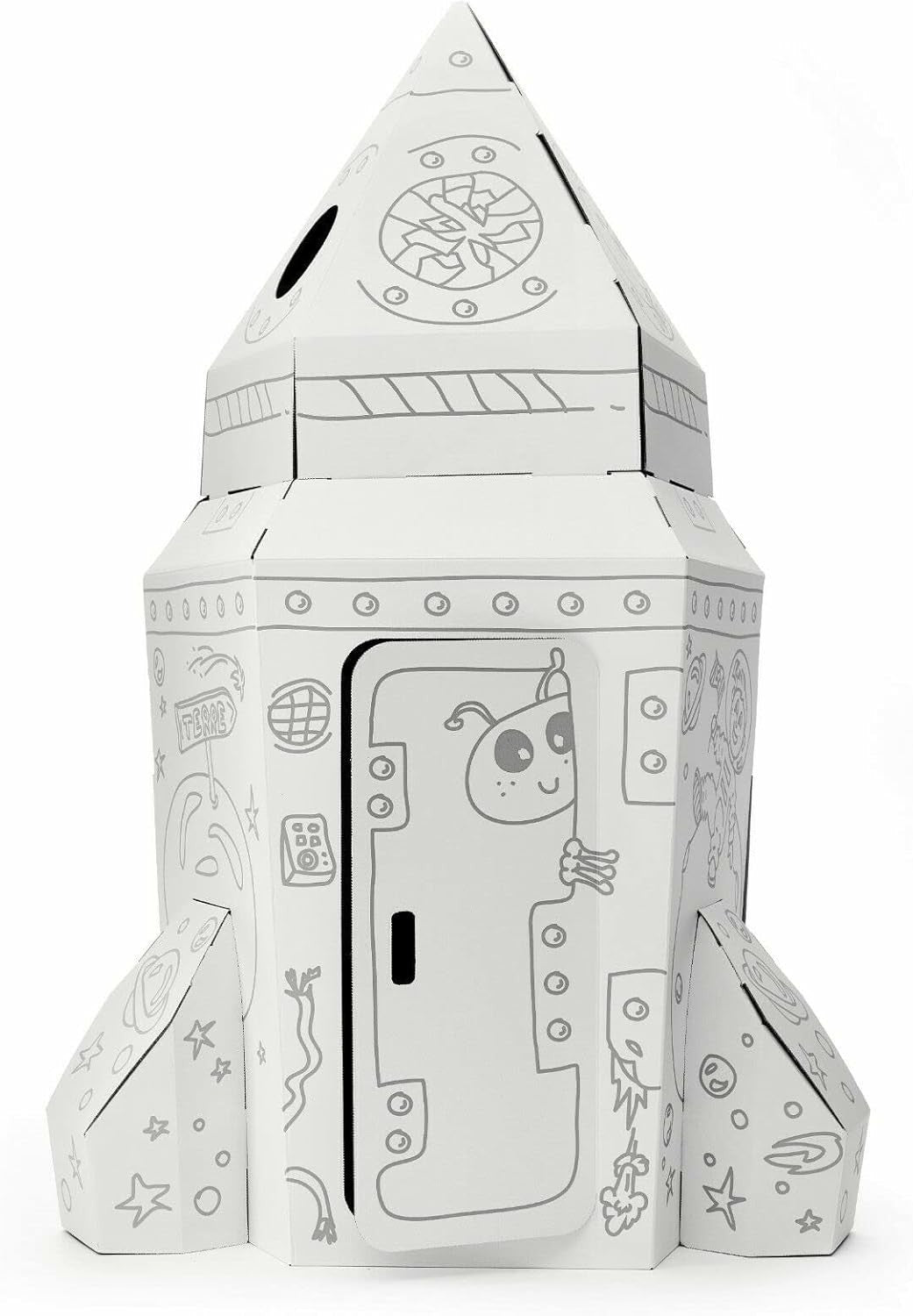 XL Cardboard Spaceship Playhouse Kids Colour In Rocket Craft Toy