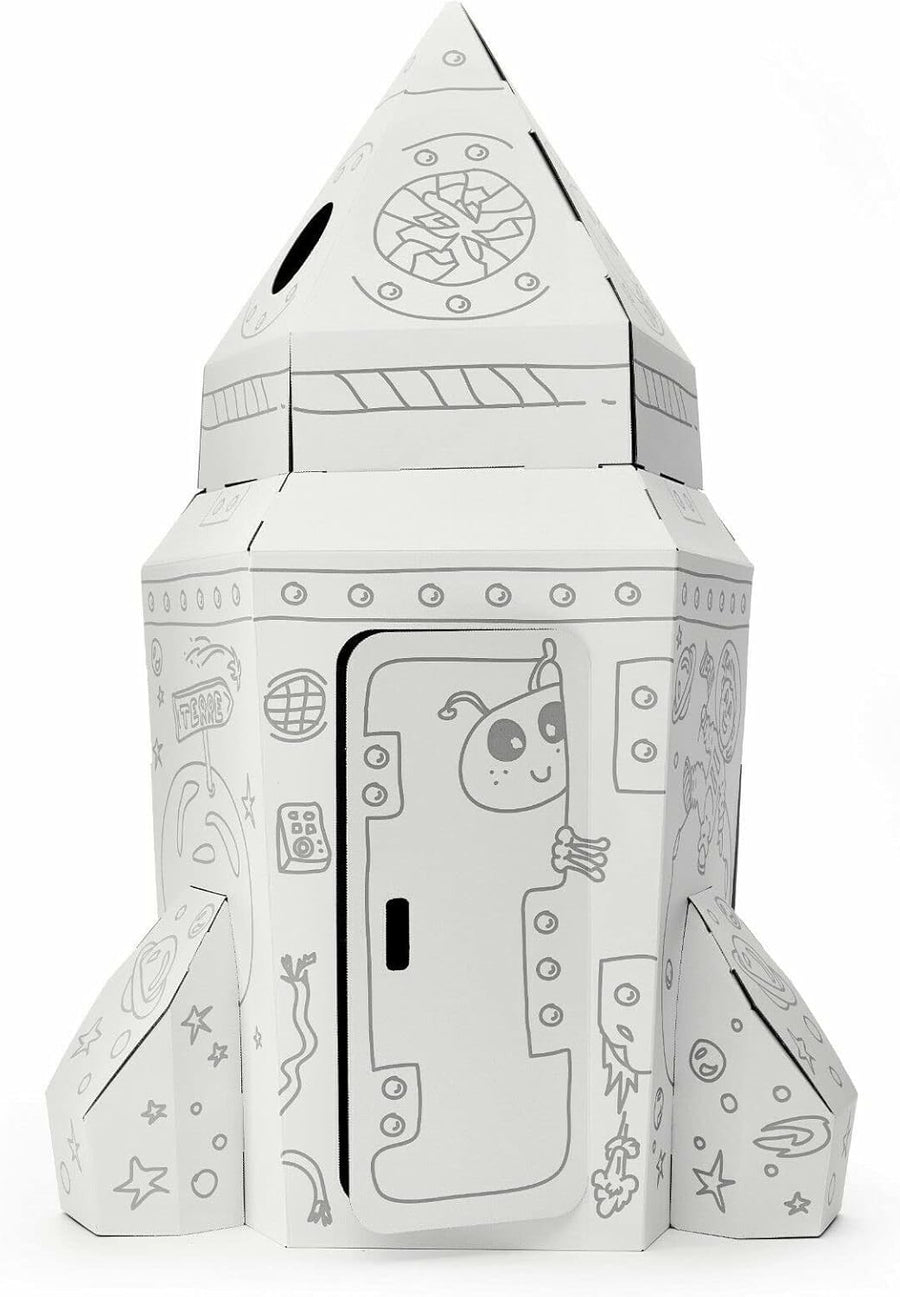 XL Cardboard Spaceship Playhouse Kids Colour In Rocket Craft Toy