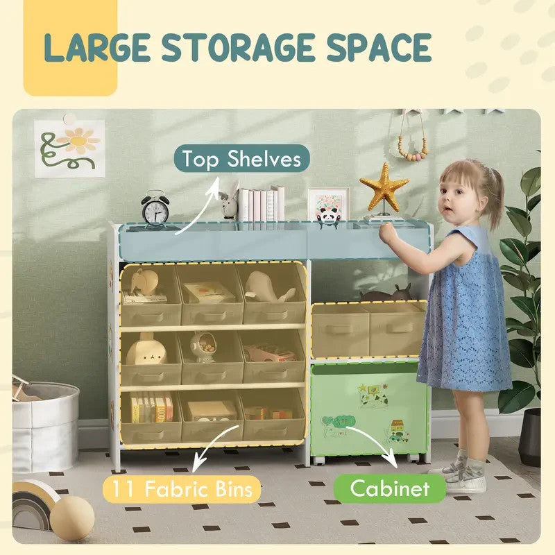 Kids Toy Storage Unit with Bins Cabinet & Shelves for Playroom Nursery