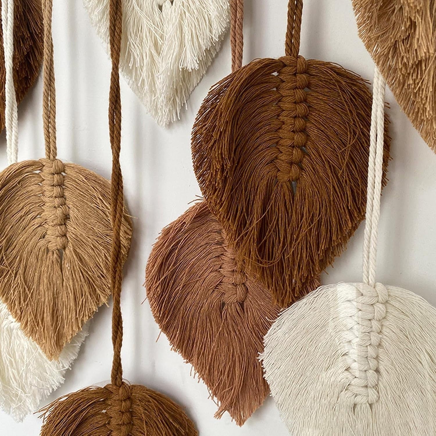 Boho Macrame Wall Hanging 24"x16" Leaf Tapestry Handmade Decor