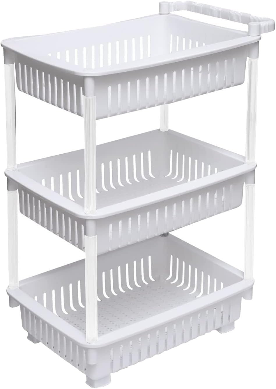 2x 3 Tier Rolling Storage Trolley Carts on Wheels Kitchen Bathroom Organizer
