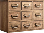 Wood Desktop Organizer 9-Drawer Chest for Jewelry, Tea & Office Supplies
