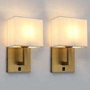 Modern Wall Light Set Linen Shade Vintage Look Warm Glow Indoor Rooms