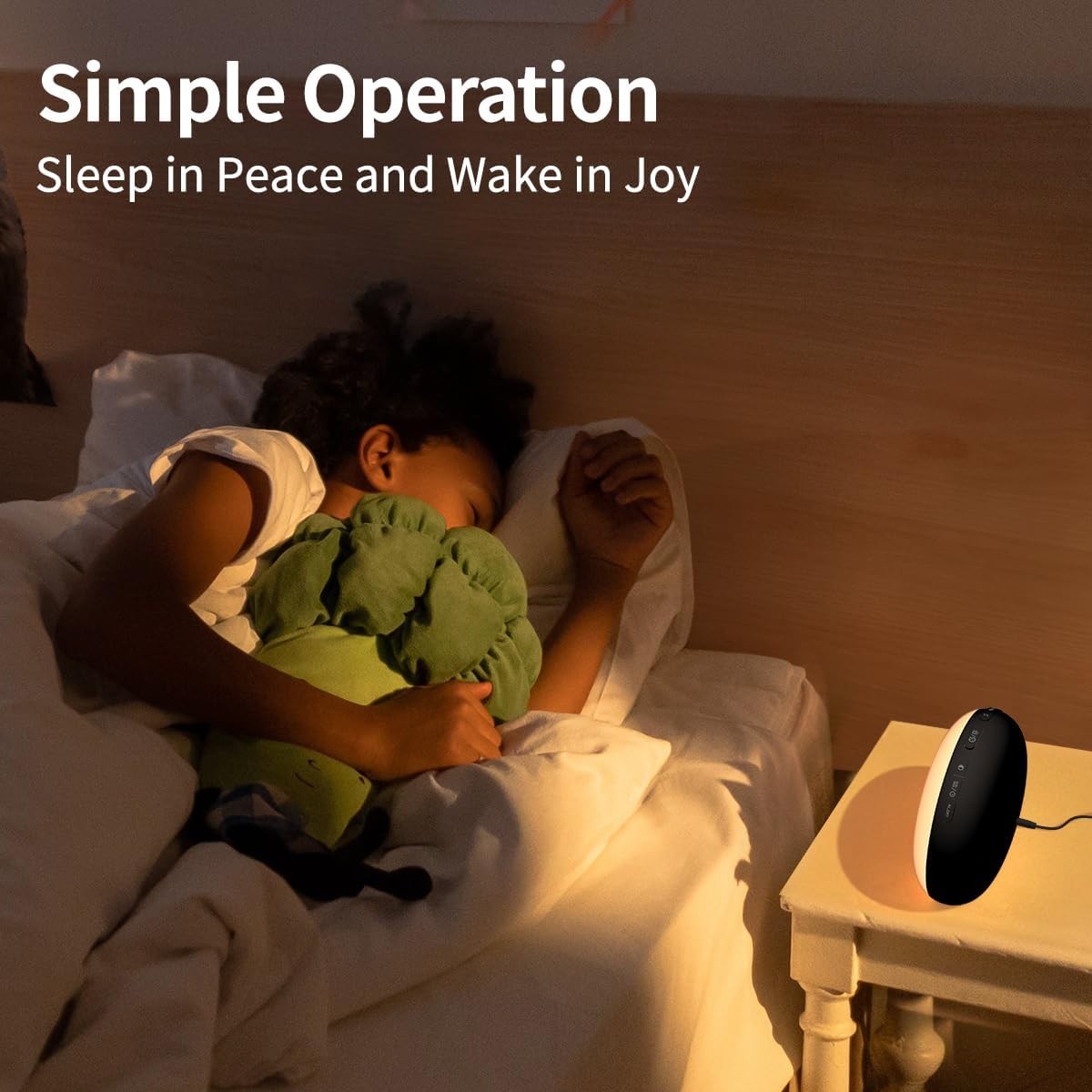 Sunrise Wake Up Alarm Clock Black Sleep Aid Night Light Dual Alarm