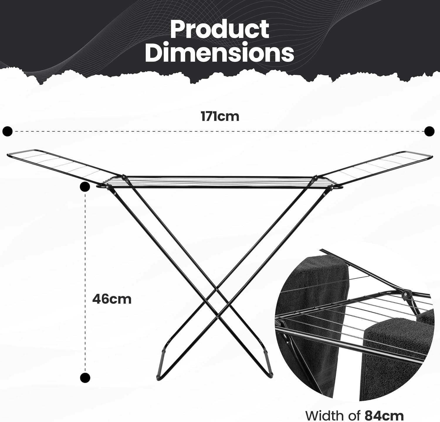 14m Clothes Airer Folding Laundry Drying Rack Compact Indoor Outdoor No Assembly