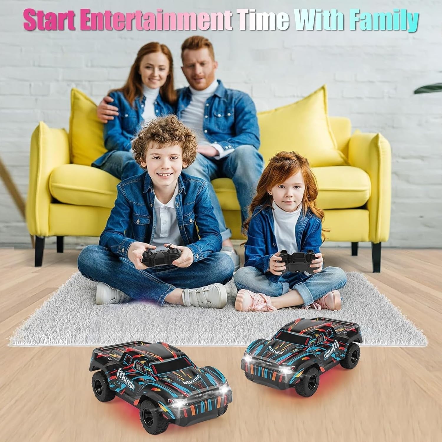 Mini 4WD RC Car 1:22 Scale – LED Lights, 2.4GHz Remote, 15KM/H Fast Racing Toy