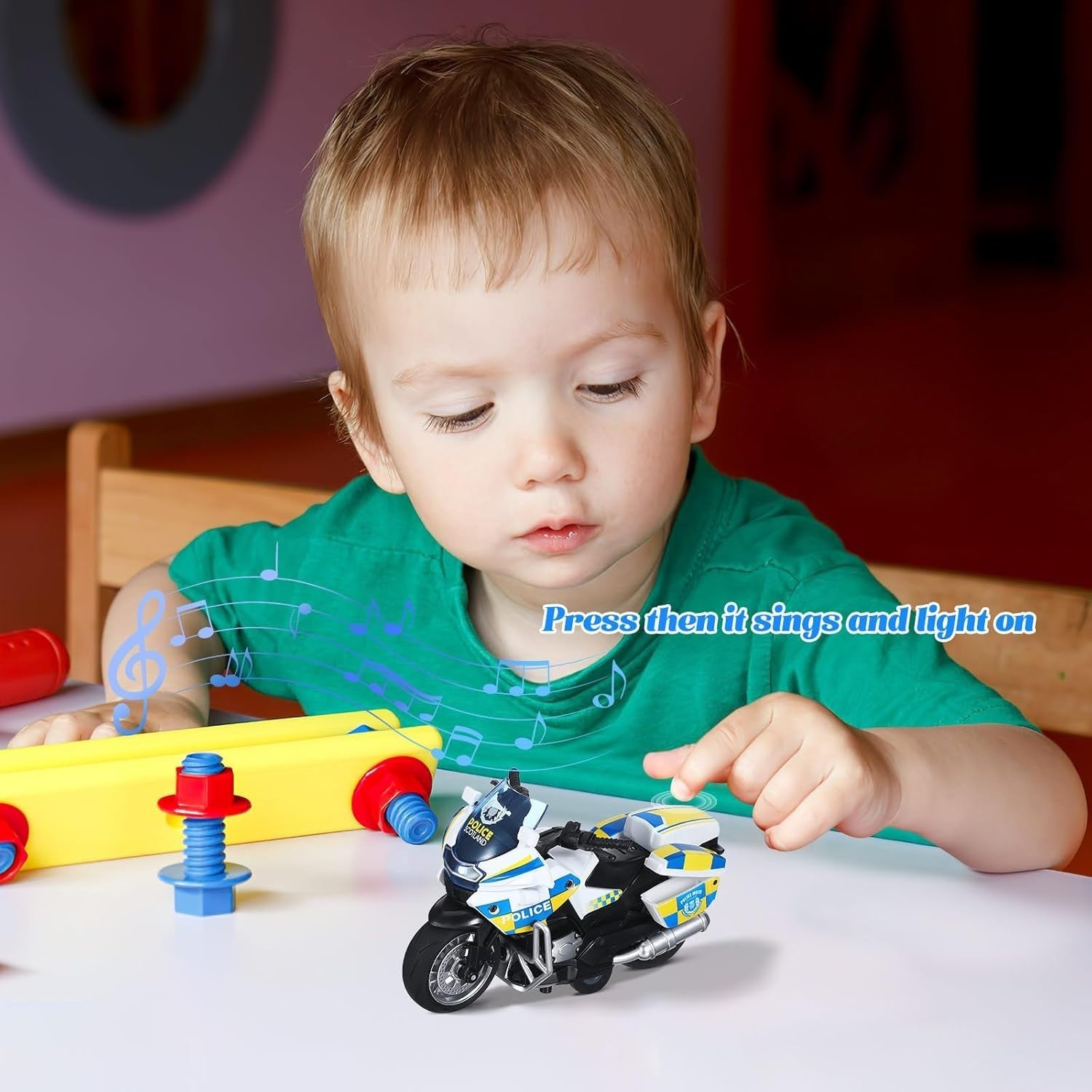 Friction Powered Kids Motorcycle Toy with Sound & Lights – Safe, Durable Fun