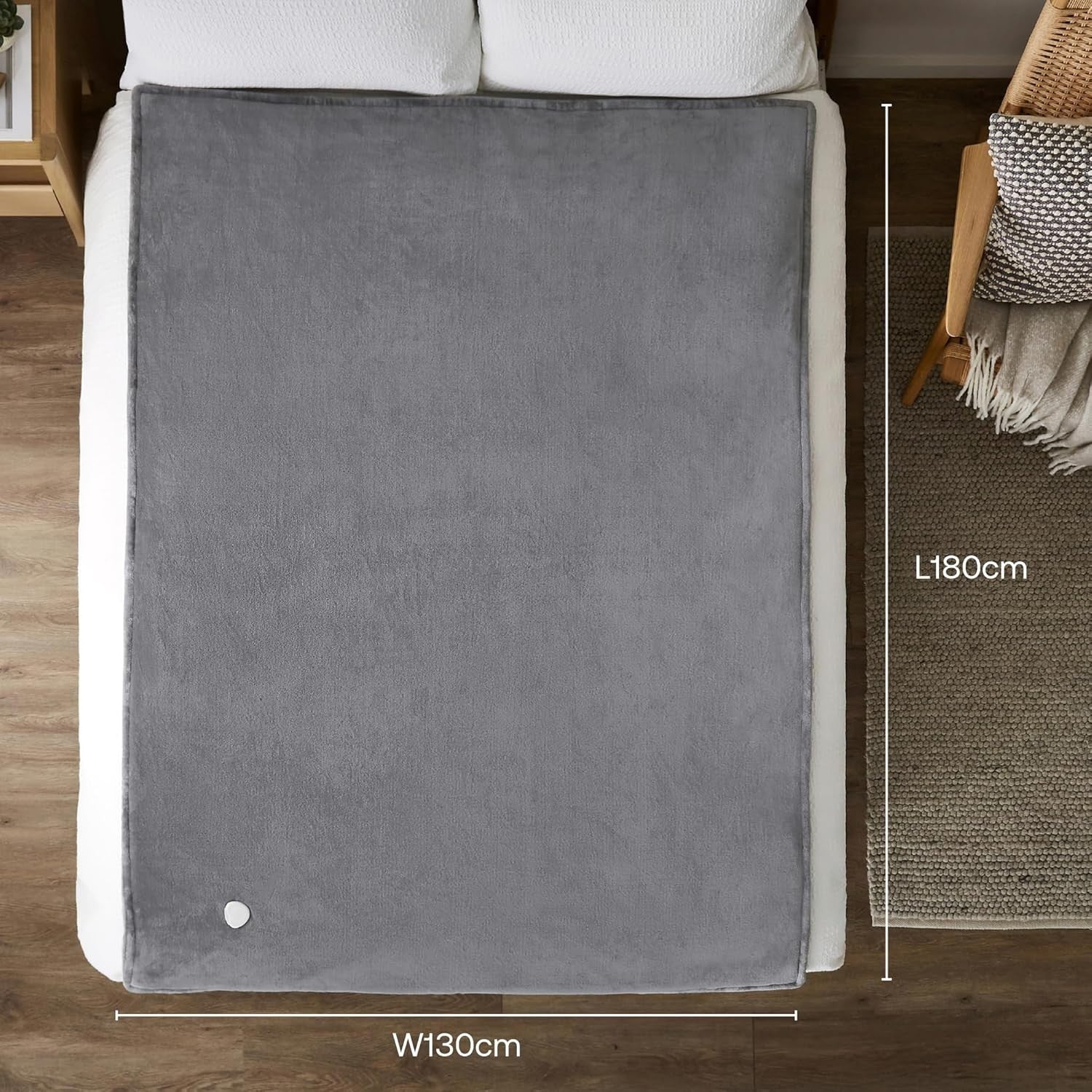 Electric Heated Throw Blanket Fast Heat 9 Settings Timer Washable Grey